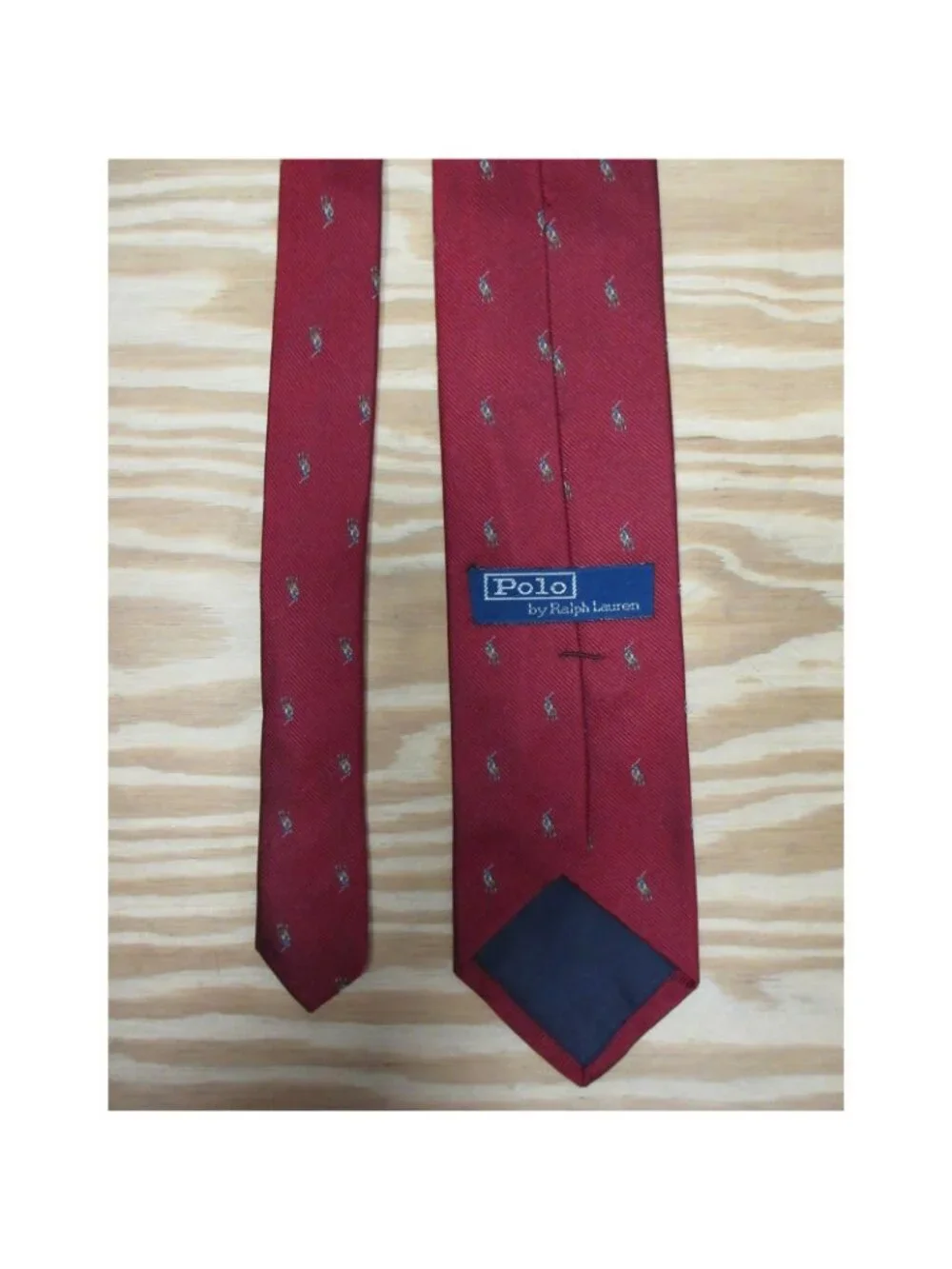 VTG Polo Ralph Lauren Neck Tie Silk Flesh Pony AOP Textured Hand Made